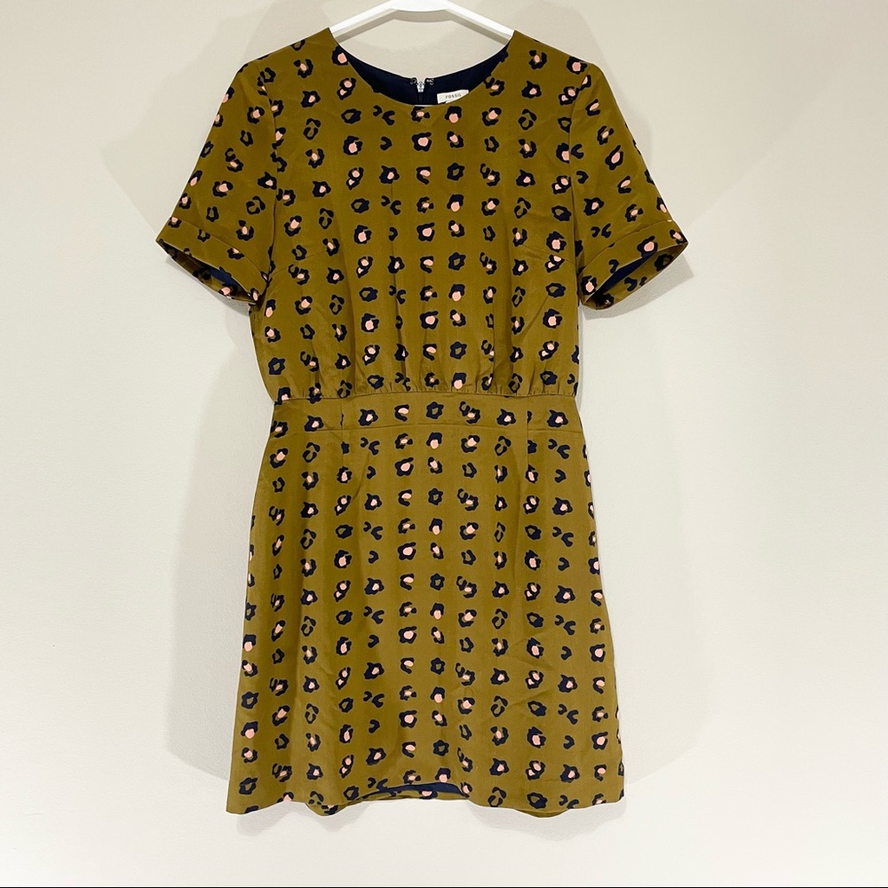 Fossil Silk Animal Print Lined Mini Dress Size 2